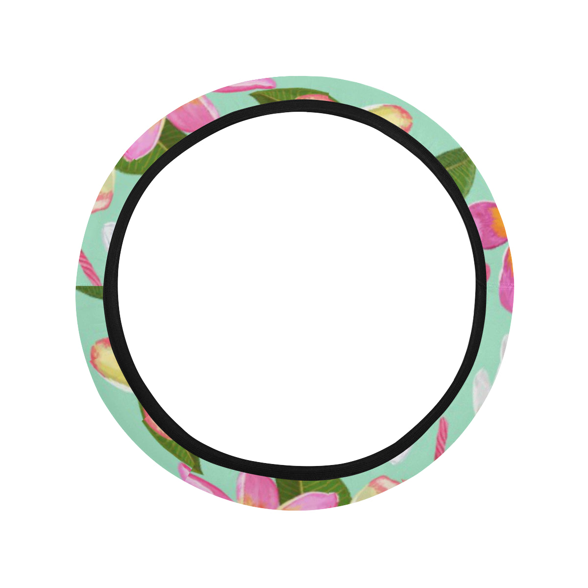 Plumeria Pattern Print Design PM014 Steering Wheel Cover with Elastic Edge