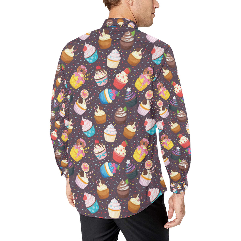 Cupcakes Party Print Pattern Men's Long Sleeve Shirt