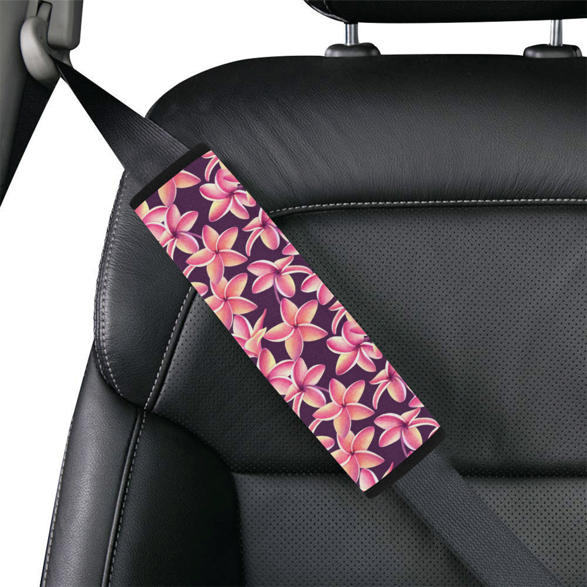 Purple Plumeria Pattern Print Design PM010 Car Seat Belt Cover