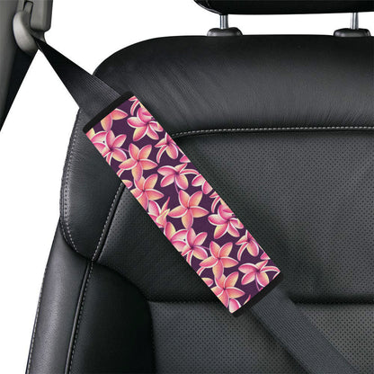 Purple Plumeria Pattern Print Design PM010 Car Seat Belt Cover