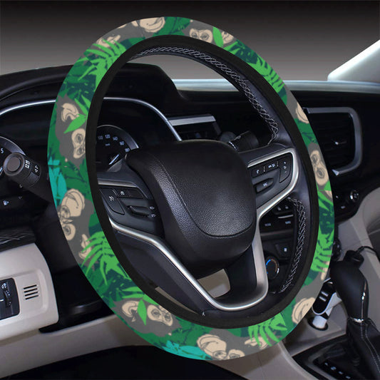 Chimpanzee Pattern Print Design 01 Steering Wheel Cover with Elastic Edge