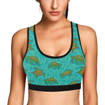 Sea Turtle Pattern Print Design T010 Sports Bra