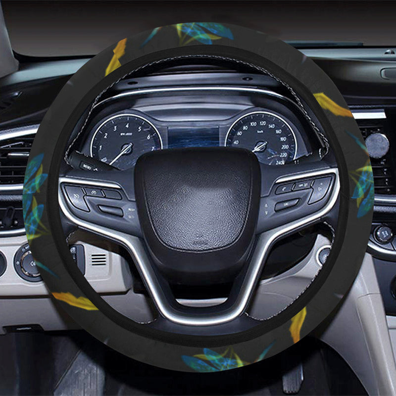 Dragonfly Colorful Realistic Print Steering Wheel Cover with Elastic Edge