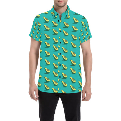 Avocado Pattern Print Design 03 Men's Short Sleeve Button Up Shirt