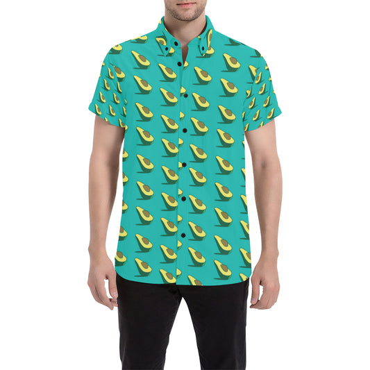 Avocado Pattern Print Design 03 Men's Short Sleeve Button Up Shirt