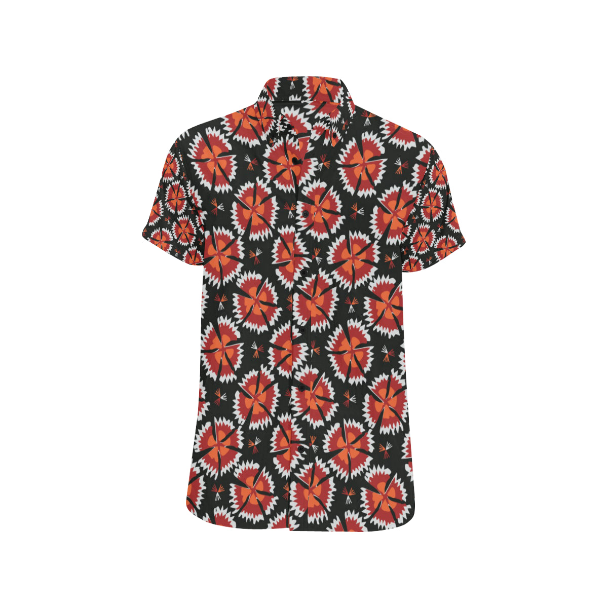 Carnations Pattern Print Design CN03 Men's Short Sleeve Button Up Shirt