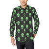 Alien Green Neon Pattern Print Design 01 Men's Long Sleeve Shirt