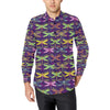 Dragonfly Neon Color Print Pattern Men's Long Sleeve Shirt