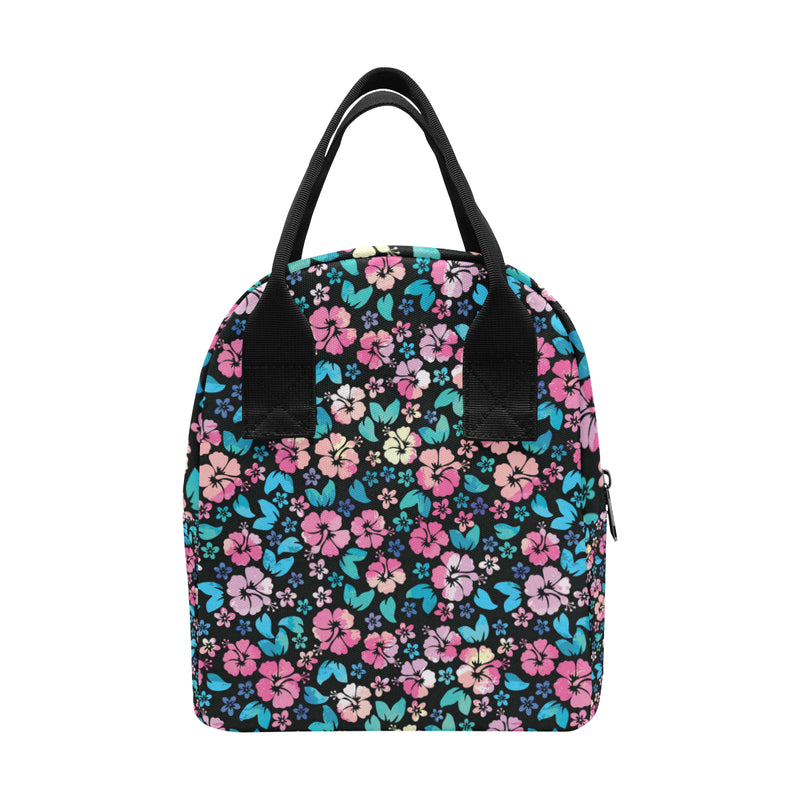 Pink Hibiscus Hawaiian Flower Insulated Lunch Bag