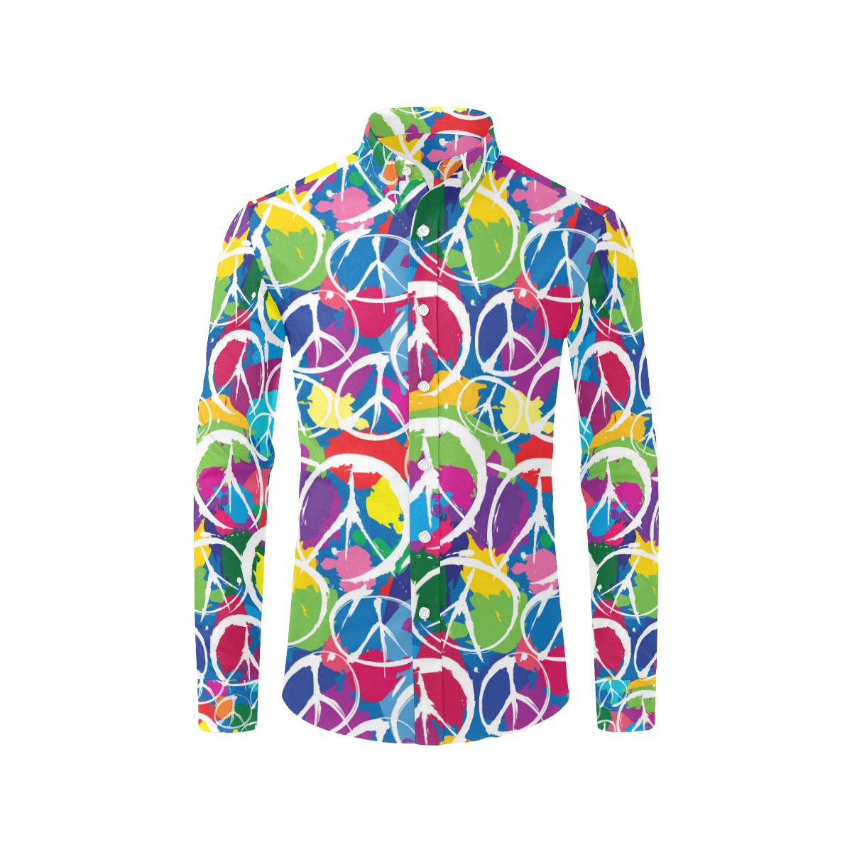 Peace Sign Colorful Pattern Print Design A02 Men's Long Sleeve Shirt