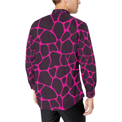 Giraffe Pink Background Texture Print Men's Long Sleeve Shirt