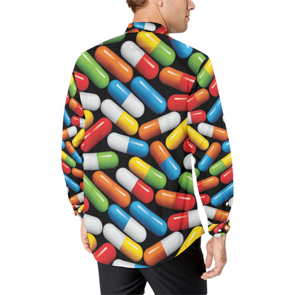 Pill Pattern Print Design A02 Men's Long Sleeve Shirt