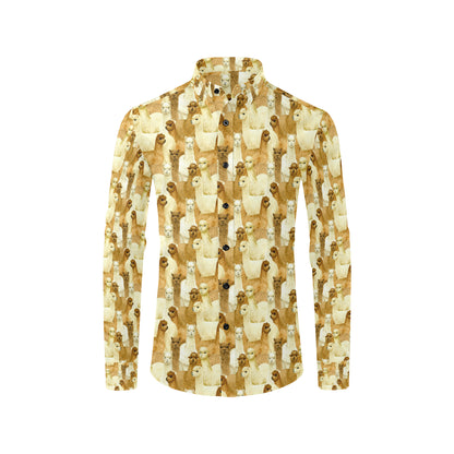 Alpaca Watercolor Design Themed Print Men's Long Sleeve Shirt