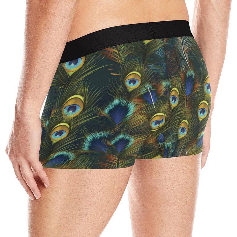 Peacock Feather Pattern Print Design A03 Men's Boxer Briefs