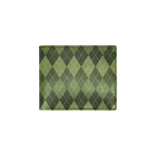 Argyle Green Pattern Print Design 01 Men's ID Card Wallet