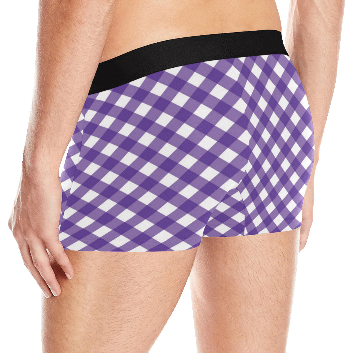 Gingham Purple Pattern Print Design 03 Men's Boxer Briefs