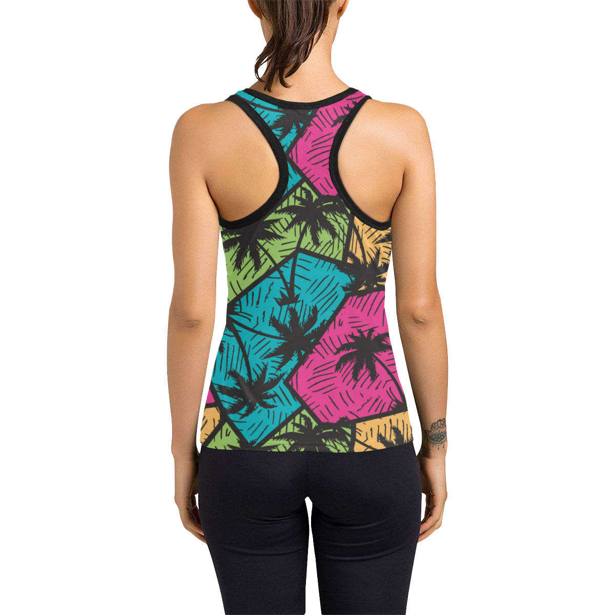 Palm Tree Pattern Print Design PT09 Women's Racerback Tank Top