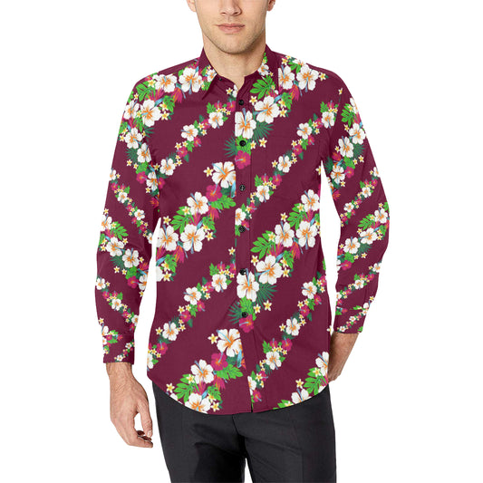 Hawaiian Themed Pattern Print Design H06 Men's Long Sleeve Shirt