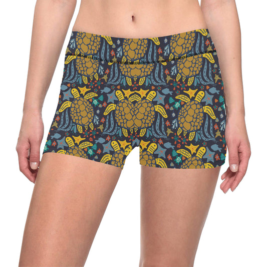 Sea Turtle Pattern Print Design T03 Yoga Shorts