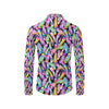 Neon Feather Pattern Print Design A02 Men's Long Sleeve Shirt