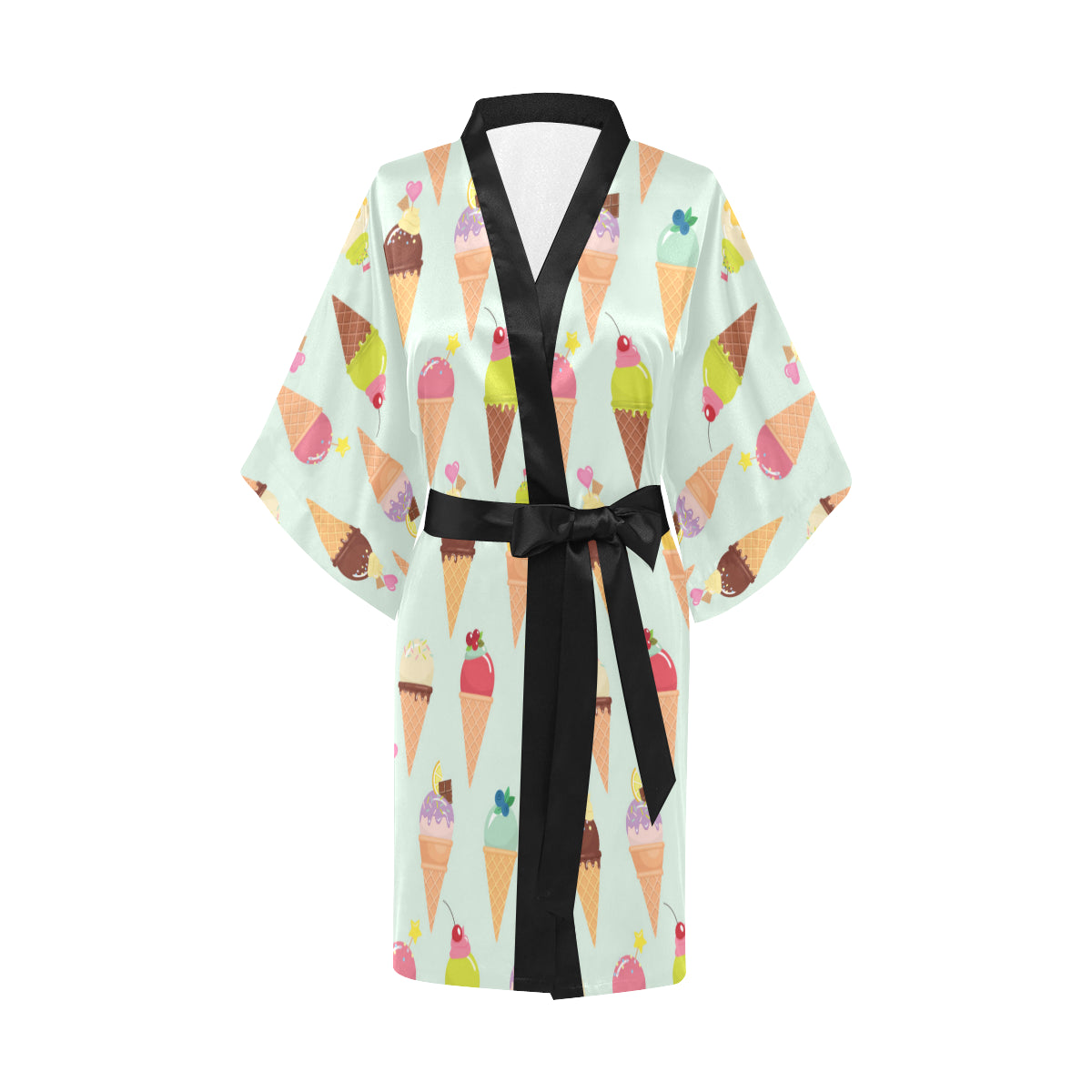 Ice Cream Pattern Print Design 03 Women's Short Kimono
