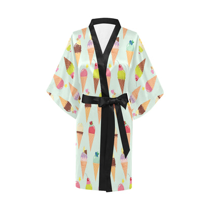 Ice Cream Pattern Print Design 03 Women's Short Kimono