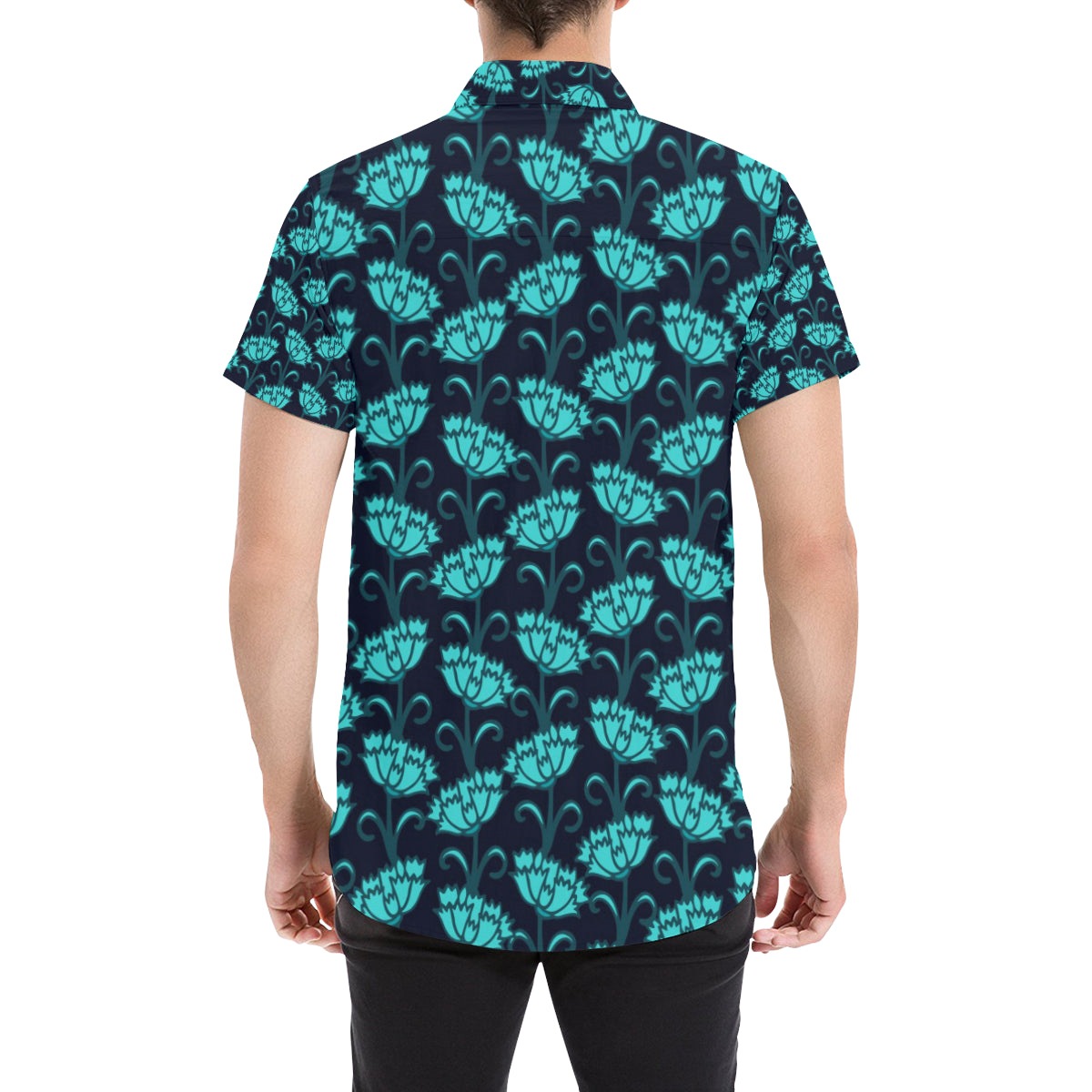 Carnations Pattern Print Design CN06 Men's Short Sleeve Button Up Shirt