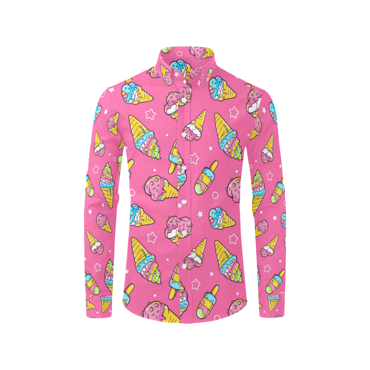 Ice Cream Pattern Print Design IC04 Men's Long Sleeve Shirt