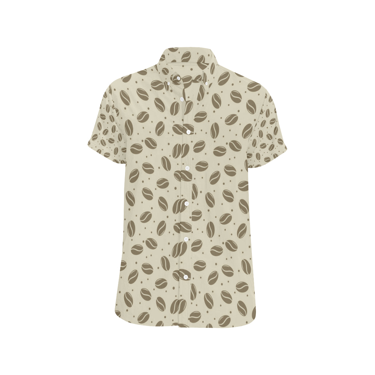 Coffee Pattern Print Design 02 Men's Short Sleeve Button Up Shirt