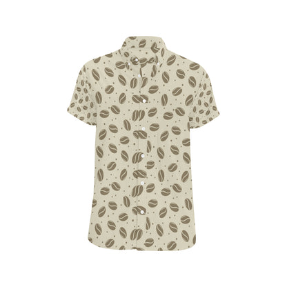 Coffee Pattern Print Design 02 Men's Short Sleeve Button Up Shirt