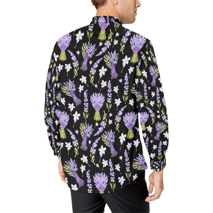 Lavender Pattern Print Design LV04 Men's Long Sleeve Shirt