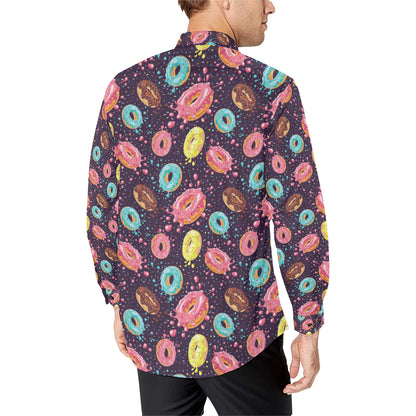 Donut Pattern Print Design DN03 Men's Long Sleeve Shirt