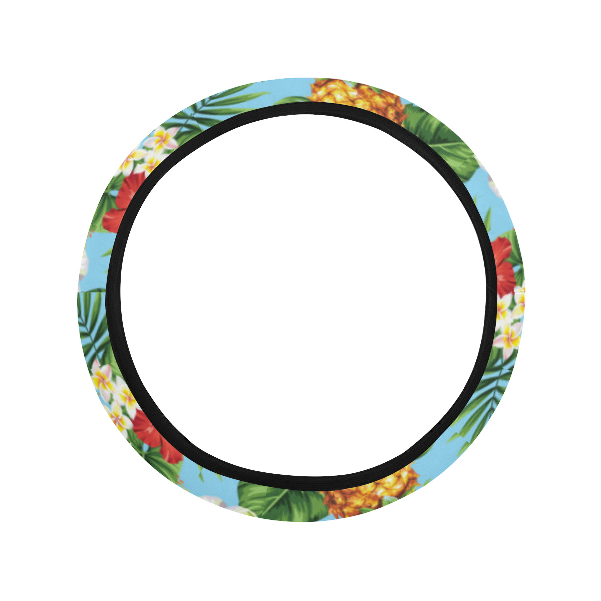 Pineapple Hawaiian flower Tropical Steering Wheel Cover with Elastic Edge