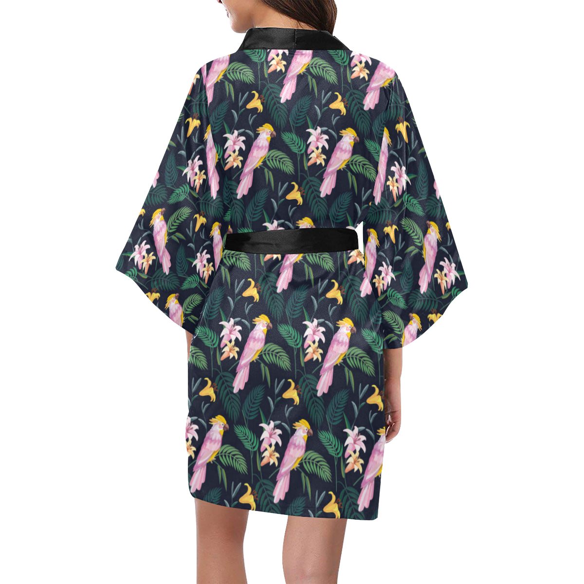 Cockatoo Pattern Print Design 03 Women's Short Kimono