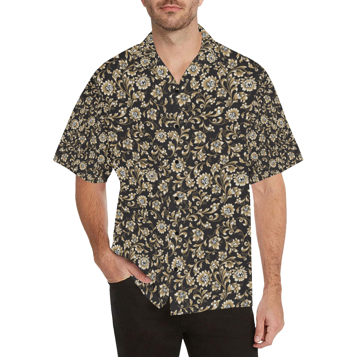 Brocade Pattern Print Design 03 Men's Hawaiian Shirt