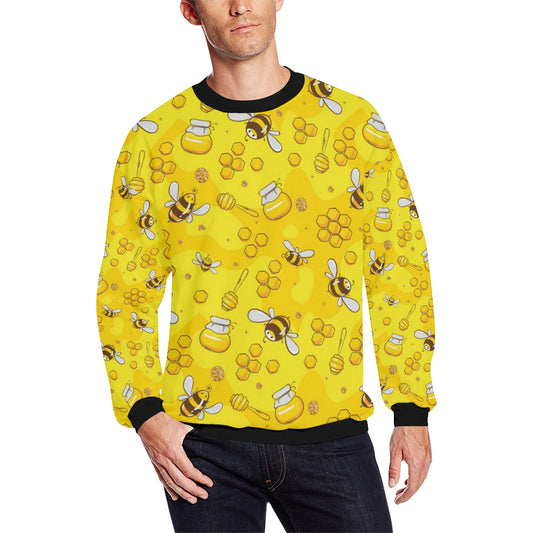 Bee Pattern Print Design BEE01 Men Long Sleeve Sweatshirt