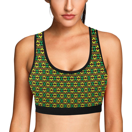 African Geometric Print Pattern Sports Bra