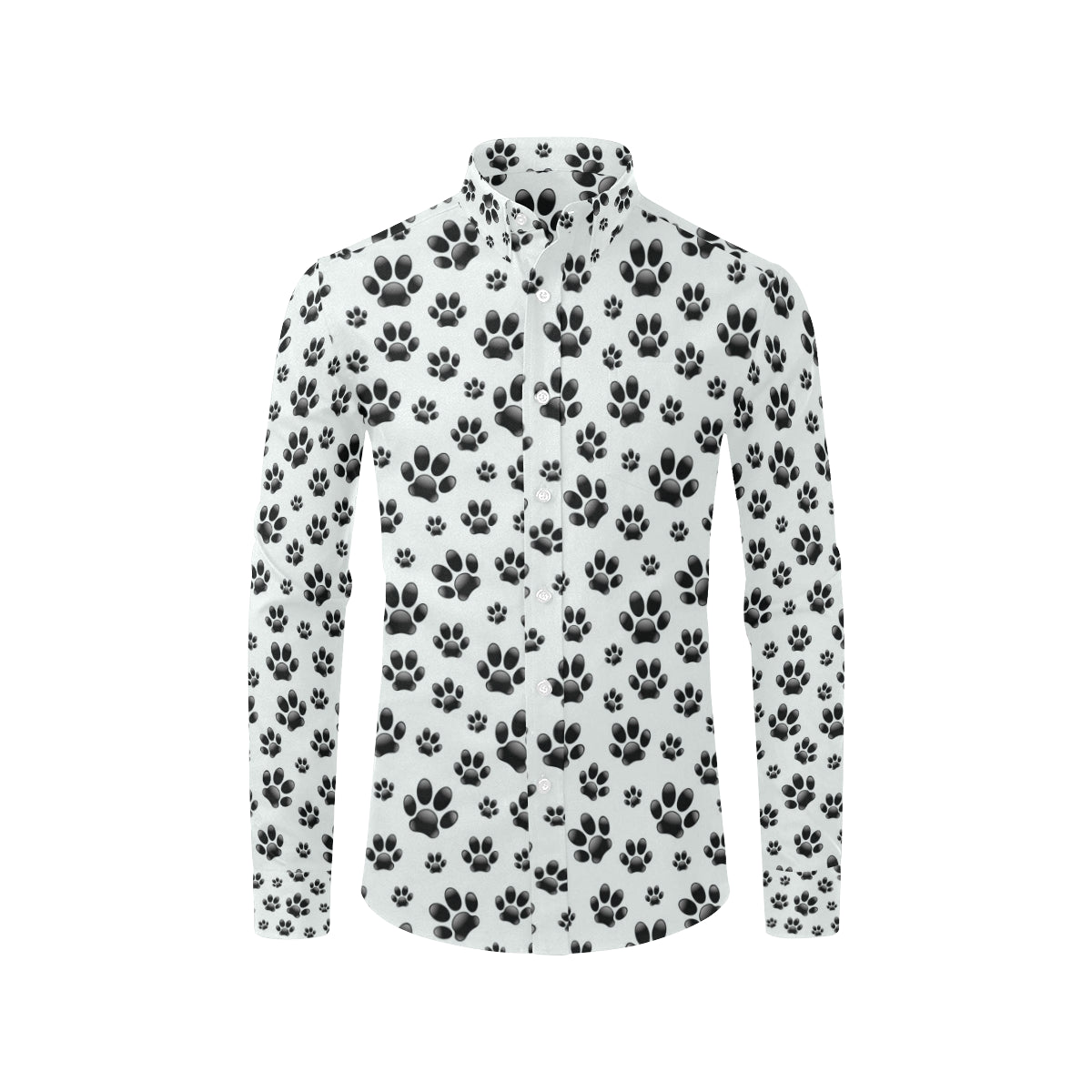 Paw Themed Print Men's Long Sleeve Shirt