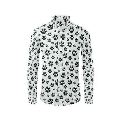 Paw Themed Print Men's Long Sleeve Shirt