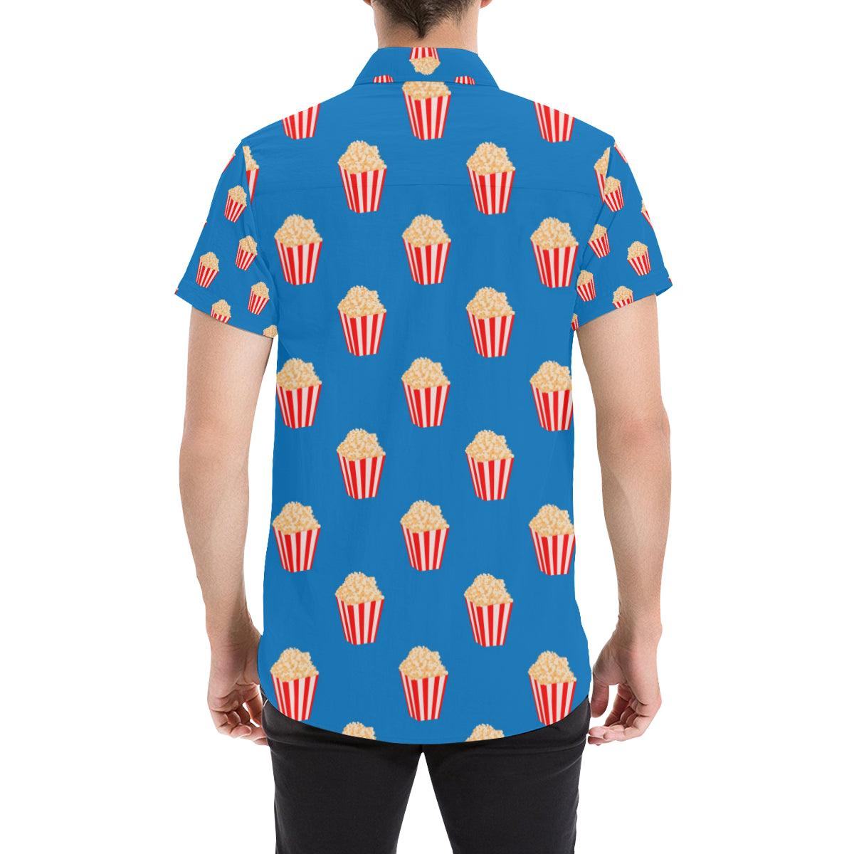 Popcorn Pattern Print Design A04 Men's Short Sleeve Button Up Shirt