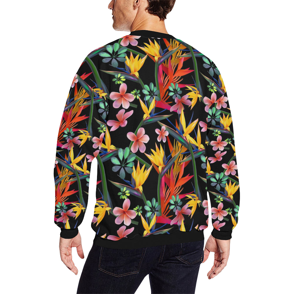 Tropical Flower Pattern Print Design TF015 Men Long Sleeve Sweatshirt