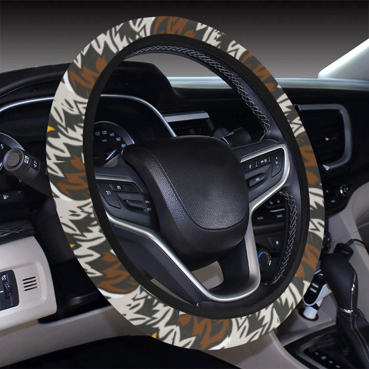 Eagles Head Pattern Steering Wheel Cover with Elastic Edge