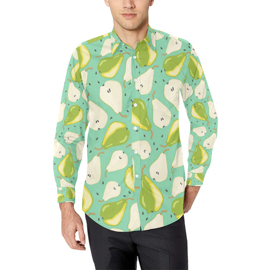 Pear Pattern Print Design PE04 Men's Long Sleeve Shirt