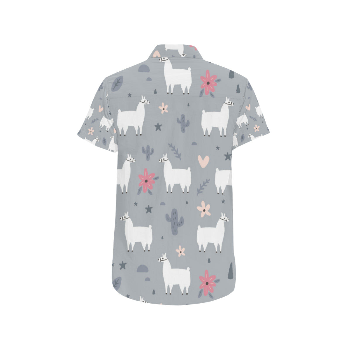 Llama Pattern Print Design 010 Men's Short Sleeve Button Up Shirt