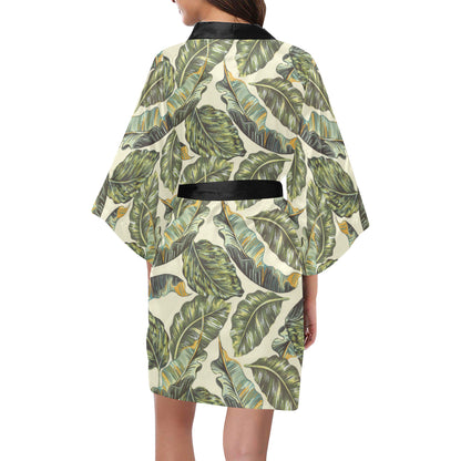 Banana Leaf Pattern Print Design BL08 Women's Short Kimono