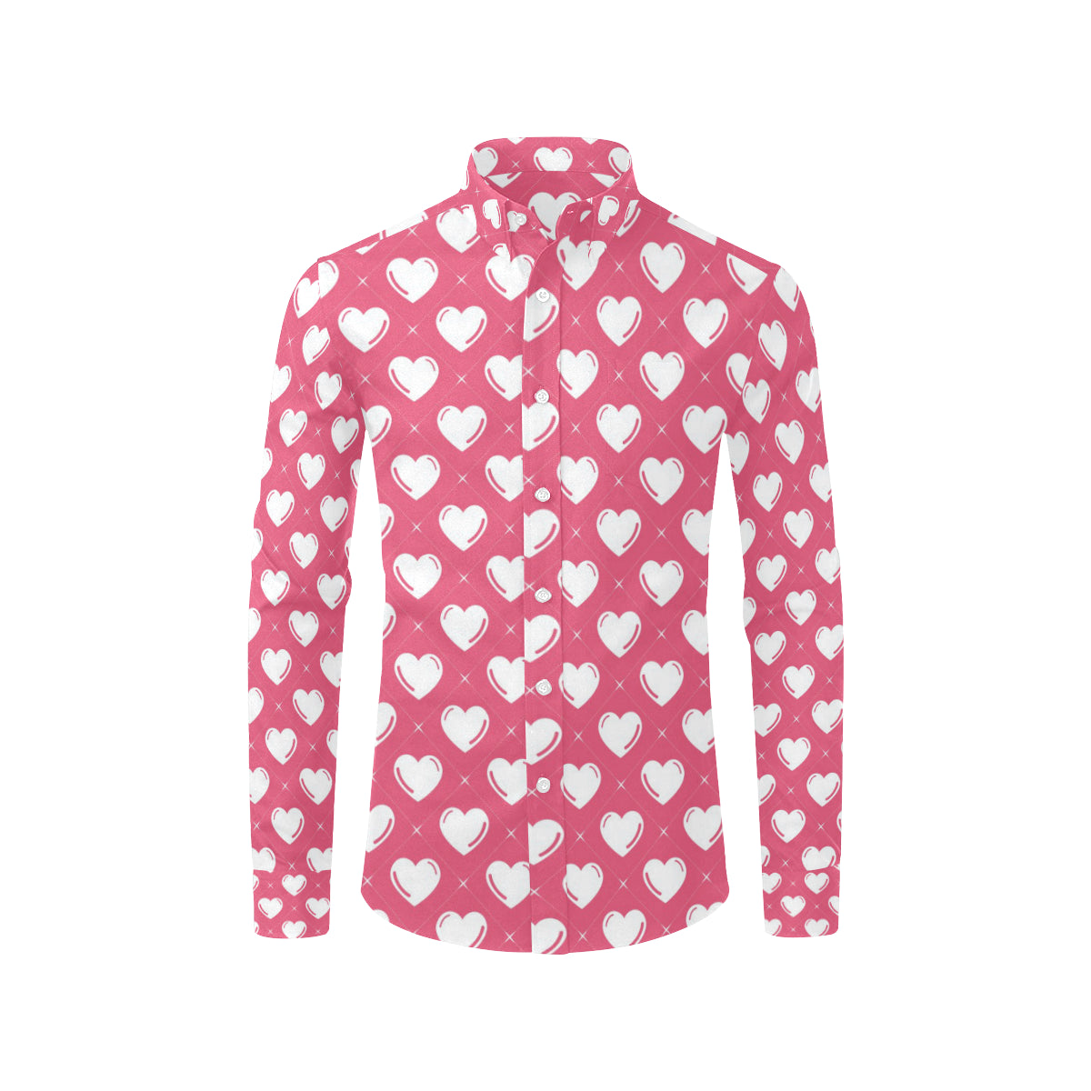 Heart Pattern Print Design HE07 Men's Long Sleeve Shirt