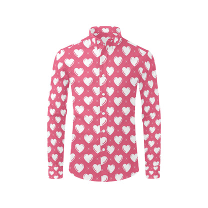Heart Pattern Print Design HE07 Men's Long Sleeve Shirt