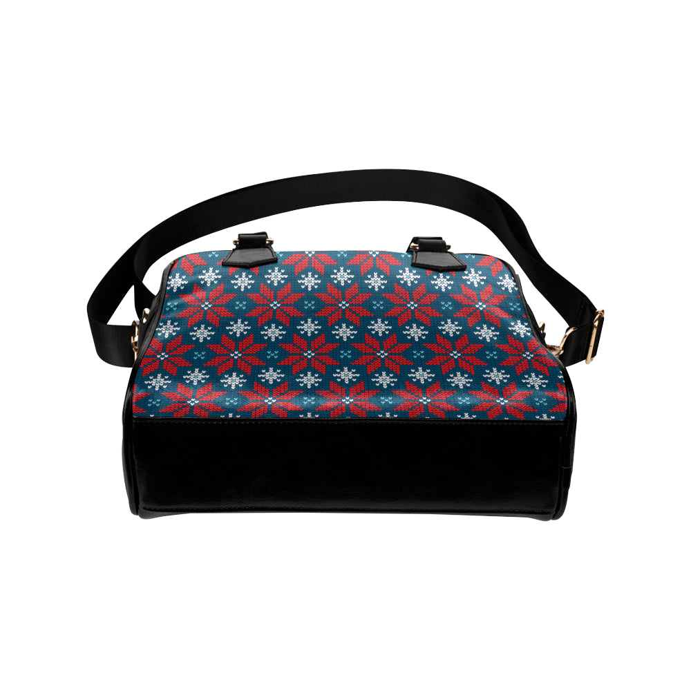 Poinsettia Pattern Print Design A02 Shoulder Handbag