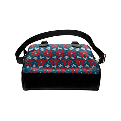 Poinsettia Pattern Print Design A02 Shoulder Handbag