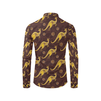 Kangaroos Aboriginal Pattern Print Design 08 Men's Long Sleeve Shirt